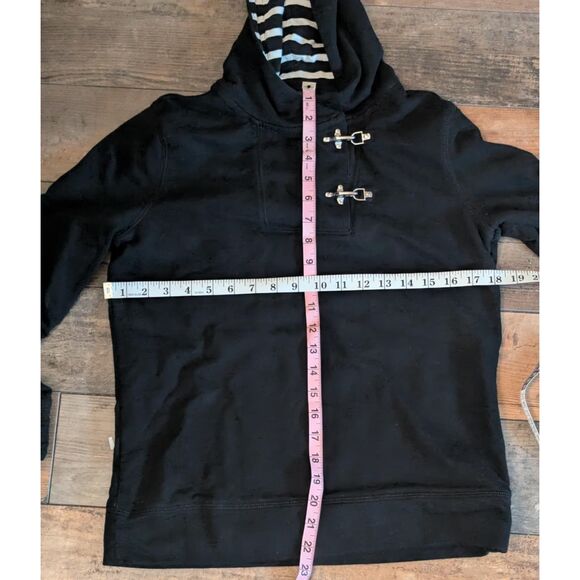 Lauren Jeans Co. by Ralph Lauren Black Toggle Button Hoodie M 100% Cotton - Picture 3 of 4